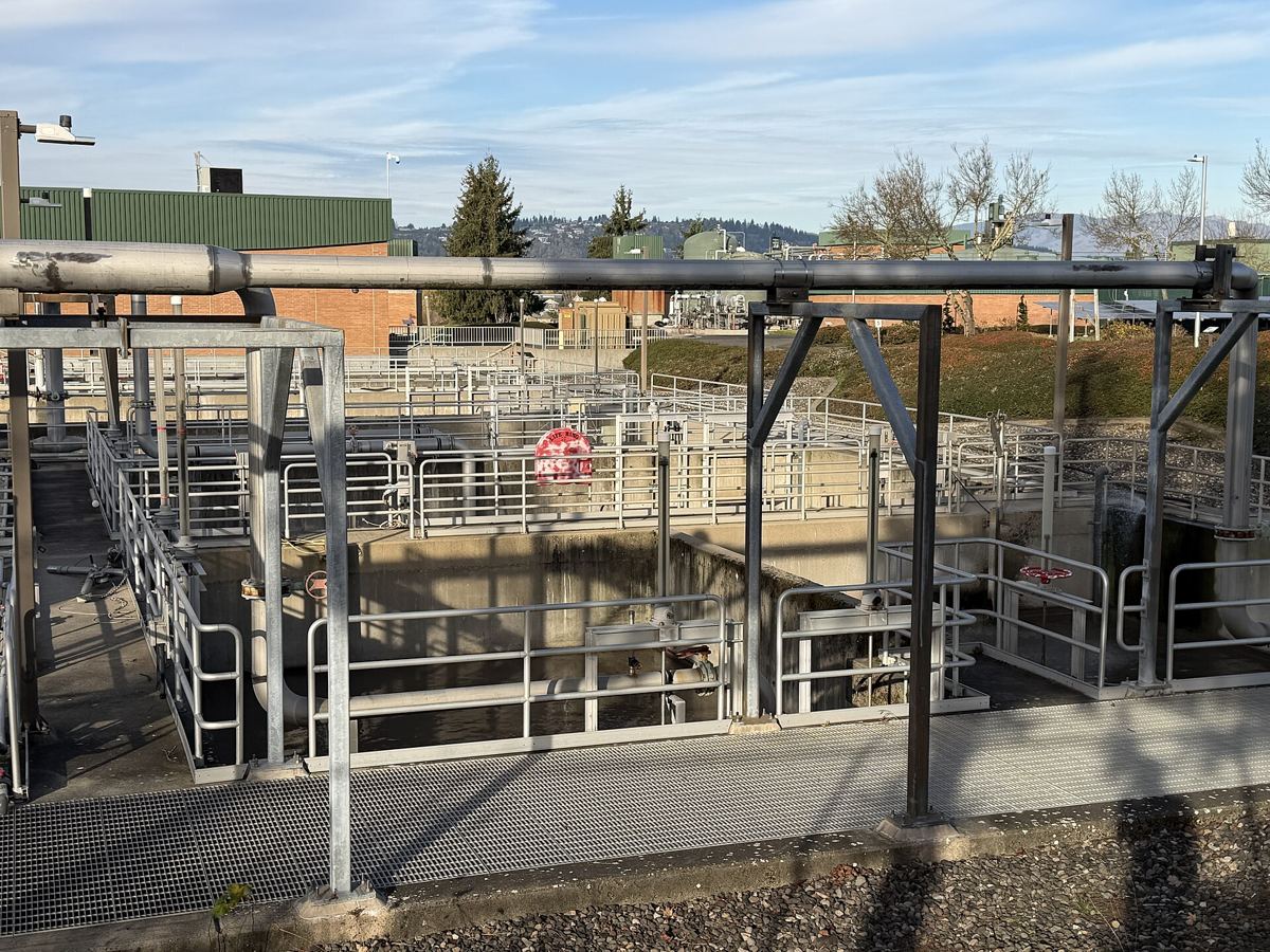 Secondary clarifiers at a wastewater treatment plant
